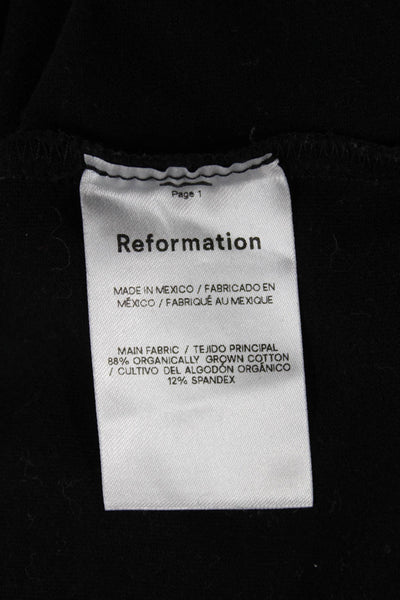 Reformation Womens Black Cotton Square Neck Sleeveless Tank Basic Size L