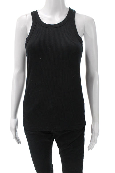 WSLY Womens Basic Sleeveless Tank Black Round Neck Tencel Summer Size XL