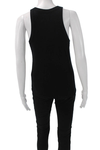 WSLY Womens Basic Sleeveless Tank Black Round Neck Tencel Summer Size XL