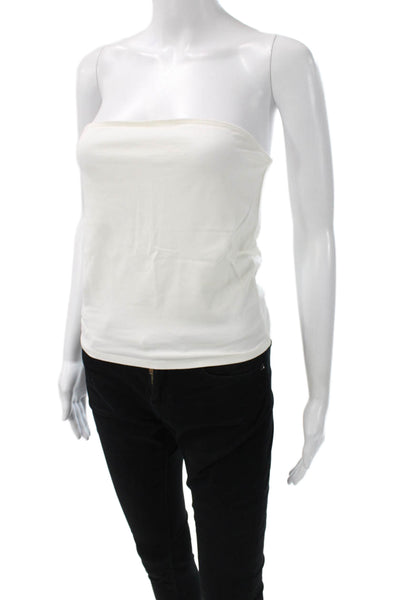 Reformation Women Cotton Square Neck Sleeveless Tank White Size L