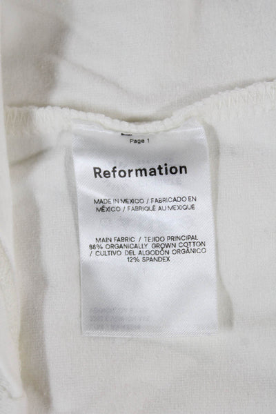 Reformation Women Cotton Square Neck Sleeveless Tank White Size L
