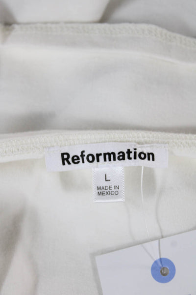 Reformation Women Cotton Square Neck Sleeveless Tank White Size L