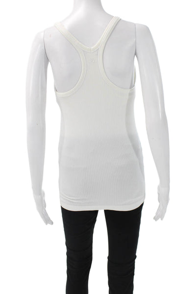 Lululemon Womens Scoop Neck Sleeveless Basic Tank White Polyester Blend Size S