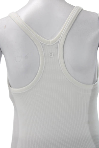 Lululemon Womens Scoop Neck Sleeveless Basic Tank White Polyester Blend Size S