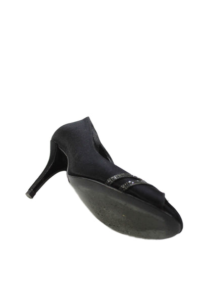 Stuart Weitzman Womens Embellished Peep Toe Heels Shoes Black Size 9M