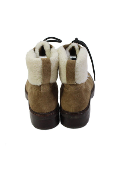 Marc Fisher Womens Suede Fuzzy Lined Lace Up Combat Boots Shoes Brown Size 9
