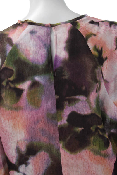 MNG Womens Floral Polyester Round Neck Button Long Sleeve Basic Blouse Size S