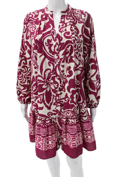 Zara Womens Purple Floral Collared Long Sleeve Shirt Dress Polyester Size M