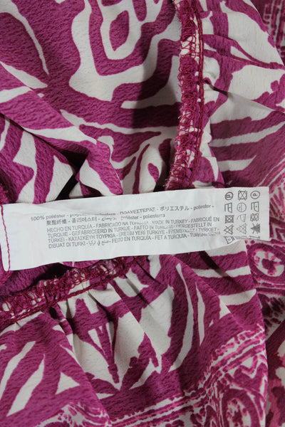 Zara Womens Purple Floral Collared Long Sleeve Shirt Dress Polyester Size M
