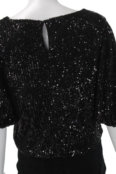 Alexia Admor Womens Basic Black Polyester Boat Neck 3/4 Sleeve Blouse Size M