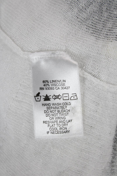 Nic + Zoe Womens Linen White Cardigan 3/4 Sleeve Solid Size S