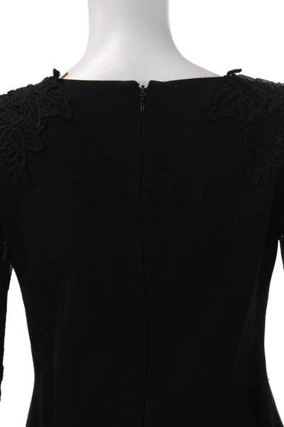 Elie Tahari Women Sheath Dress Black Viscose Square Neck Long Sleeve Zip Size 4