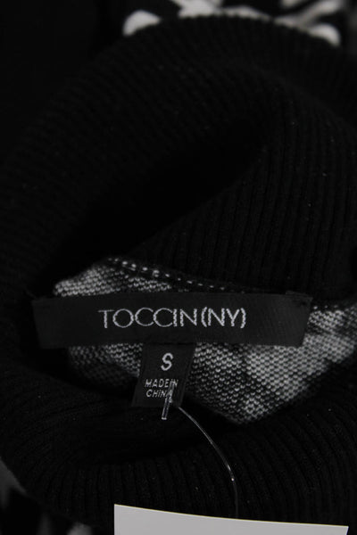 Toccin Womens Sweater Dress Black Houndstooth Turtleneck Mid-Calf Size S
