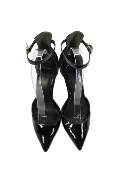 Brian Atwood Womens Patent Leather Ankle Strap High Heels Black Size 7.5