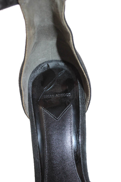 Brian Atwood Womens Patent Leather Ankle Strap High Heels Black Size 7.5