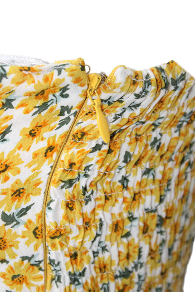 Faithfull The Brand Women Yellow Floral Jumpsuit Rayon Sleeveless Size 2
