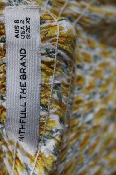 Faithfull The Brand Women Yellow Floral Jumpsuit Rayon Sleeveless Size 2