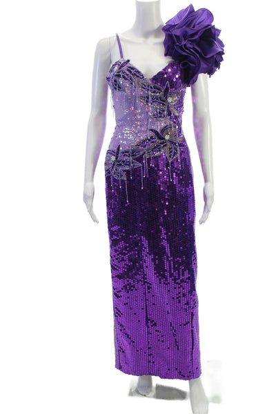 Alyce Designs Women Purple V-Neck Sleeveless Tank Dress Polyester Blend Size 8