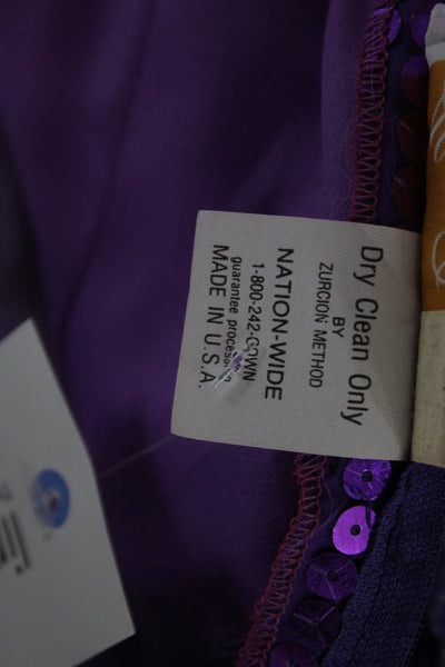 Alyce Designs Women Purple V-Neck Sleeveless Tank Dress Polyester Blend Size 8