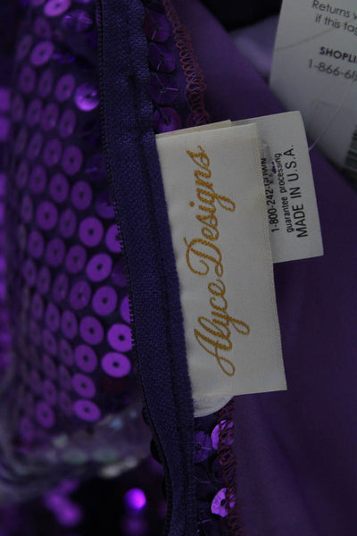 Alyce Designs Women Purple V-Neck Sleeveless Tank Dress Polyester Blend Size 8