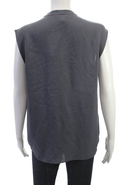 Rebecca Taylor Womens Gray Sleeveless V-Neck Polyester Blend Blouse Size 4