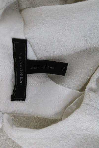 BCBG Max Azria Women Cropped Blouse White Acrylic Round Neck Sleeveless Size XS