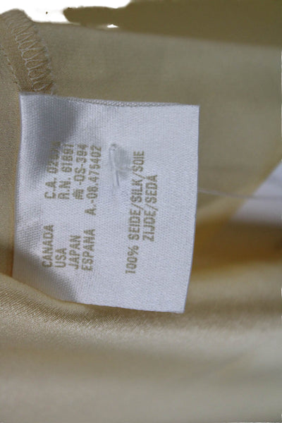 Escada Margaretha Ley Women Silk Blouse Yellow Round Neck Short Sleeve Size 36