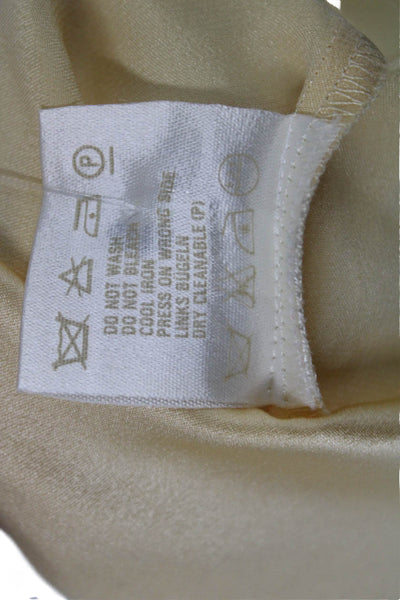 Escada Margaretha Ley Women Silk Blouse Yellow Round Neck Short Sleeve Size 36