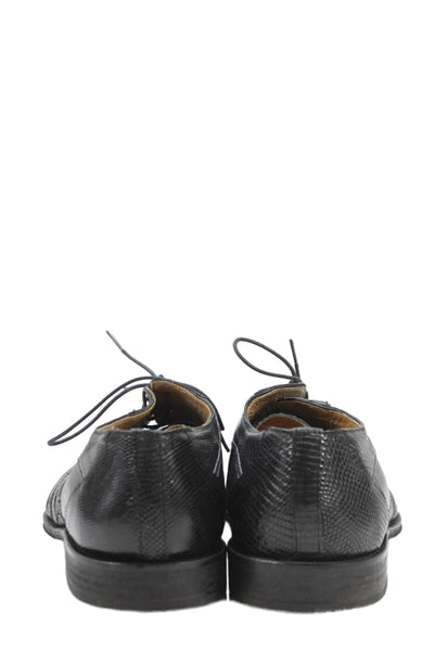 David Eden Mens Embossed Leather Square Toe Oxford Shoes Black Size 15