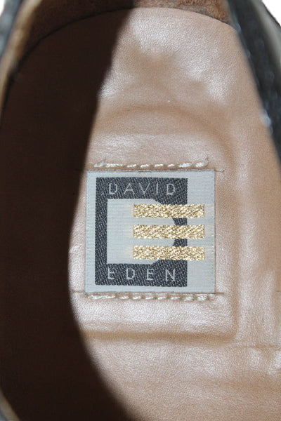 David Eden Mens Embossed Leather Square Toe Oxford Shoes Black Size 15