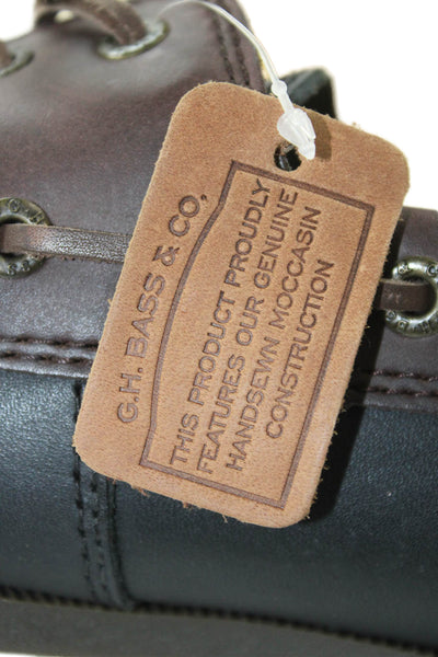 G.H. Bass and Co. Mens Leather Round Toe Lace-Up Loafers Black Size 11.5
