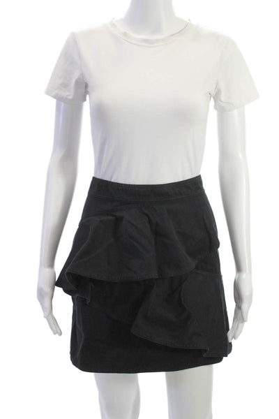 Isabel Marant Etoile Womens A-Line Cotton Skirt Black Zip Size 44