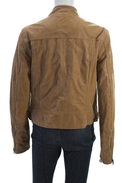 We The Free Women Biker Jacket Brown Polyurethane Zip Size M