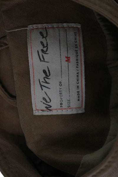 We The Free Women Biker Jacket Brown Polyurethane Zip Size M
