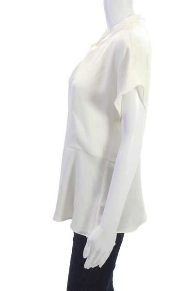 Vince Camuto Womens Basic White High Neck Short Sleeve Blouse Size M