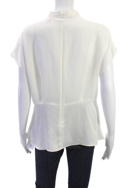 Vince Camuto Womens Basic White High Neck Short Sleeve Blouse Size M