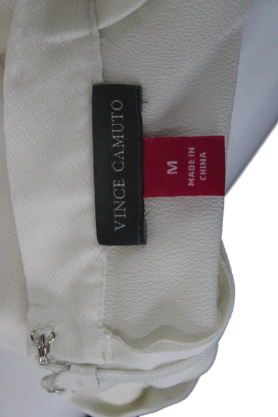 Vince Camuto Womens Basic White High Neck Short Sleeve Blouse Size M