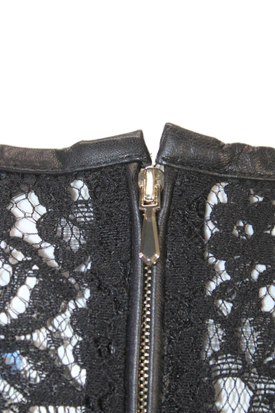 7 For All Mankind Women Black Lace Floral Tank Round Neck Size XS