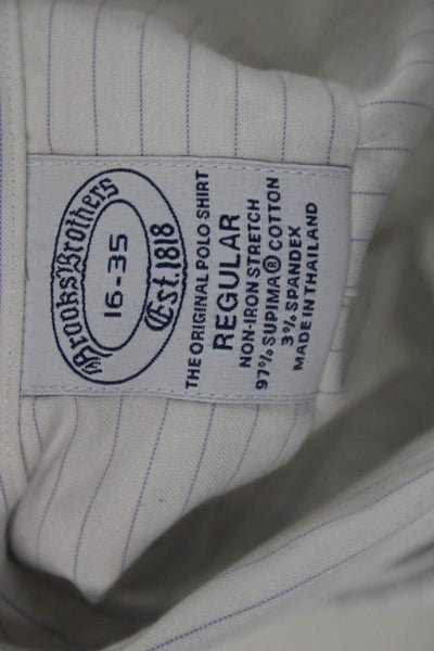 Brooks Brothers Mens Striped Supima Cotton Dress Shirt Standard Cuff Size 16