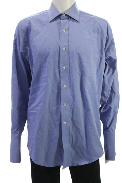 Brooks Brothers Mens Blue Cotton Dress Shirt Long Sleeve Standard Cuff Size 16