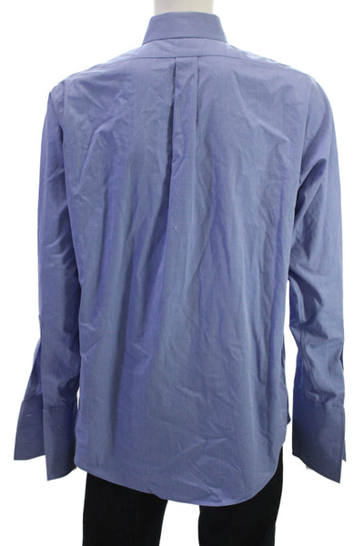 Brooks Brothers Mens Blue Cotton Dress Shirt Long Sleeve Standard Cuff Size 16