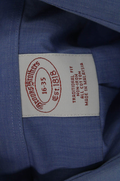Brooks Brothers Mens Blue Cotton Dress Shirt Long Sleeve Standard Cuff Size 16