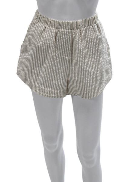 Kimberly Taylor Womens Casual Striped Beige Cotton Blend Pull On Shorts Size S