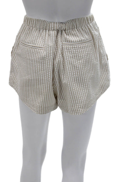 Kimberly Taylor Womens Casual Striped Beige Cotton Blend Pull On Shorts Size S