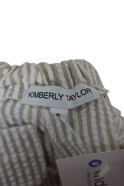Kimberly Taylor Womens Casual Striped Beige Cotton Blend Pull On Shorts Size S