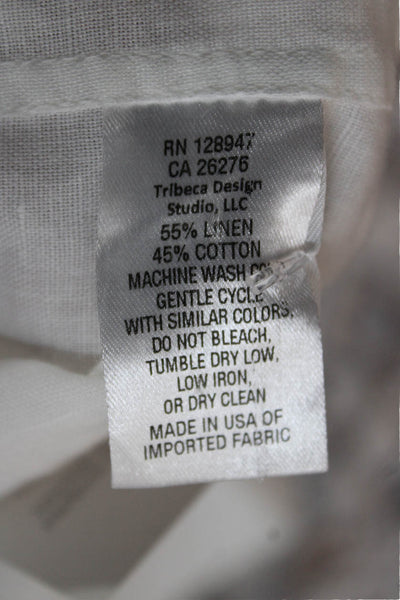 Nili Lotan Women Collared Linen Button-Up Top White Long Sleeve Size XS