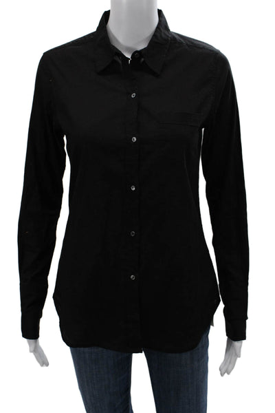 Nili Lotan Womens Black Cotton Collared Long Sleeve Basic Button-Up Size XS