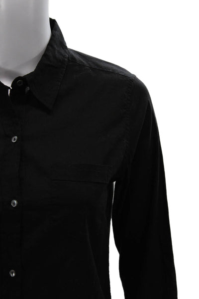 Nili Lotan Womens Black Cotton Collared Long Sleeve Basic Button-Up Size XS