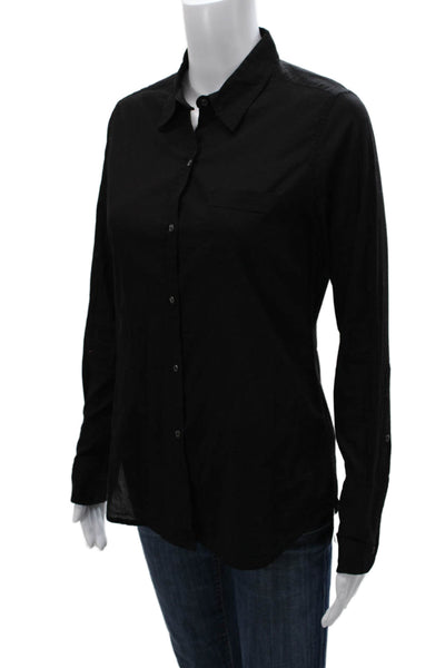 Nili Lotan Womens Black Cotton Collared Long Sleeve Basic Button-Up Size XS