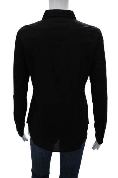 Nili Lotan Womens Black Cotton Collared Long Sleeve Basic Button-Up Size XS